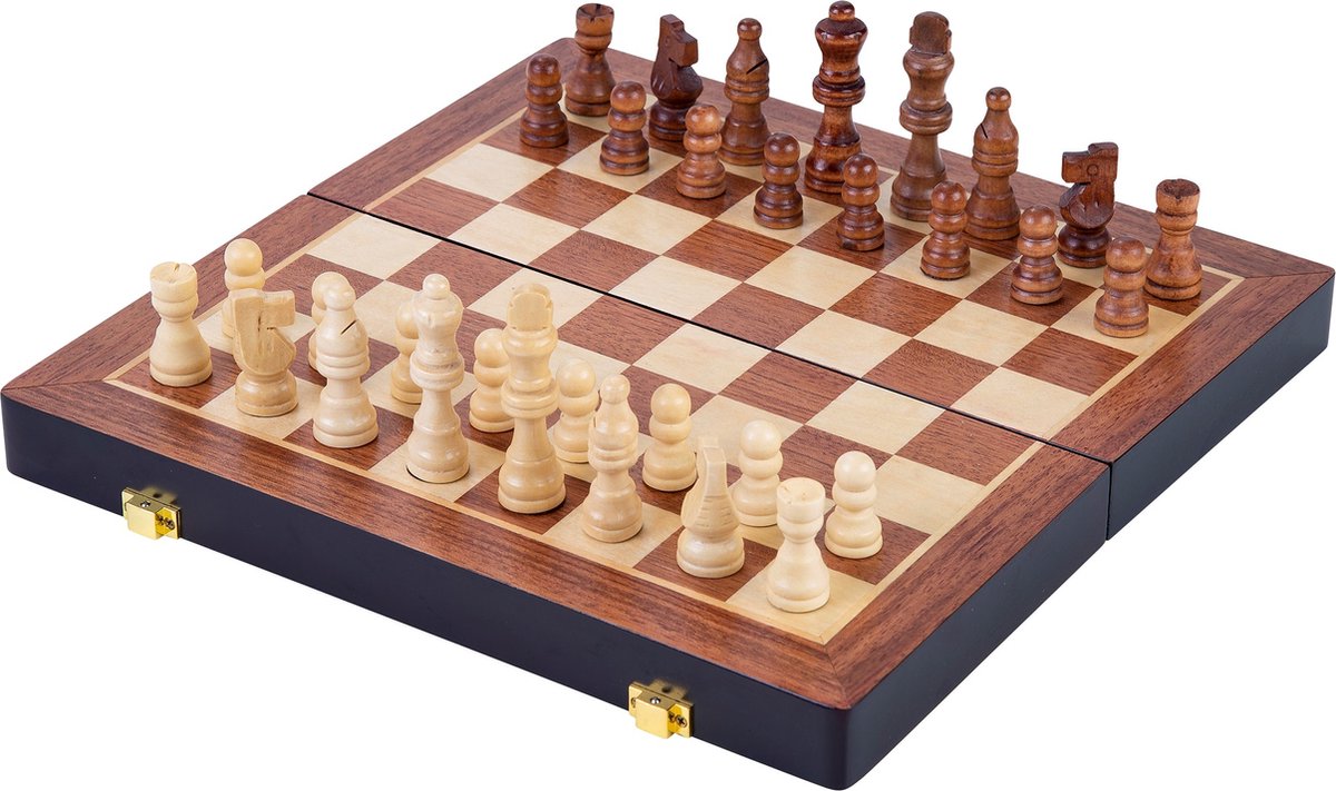 Jeu d'échecs bois pliant en bois de cendres