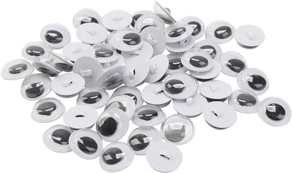 Creativ company yeux écarquillés, à coudre, taille 10 mm, 50 paires, 100 pièces, 1 sachet