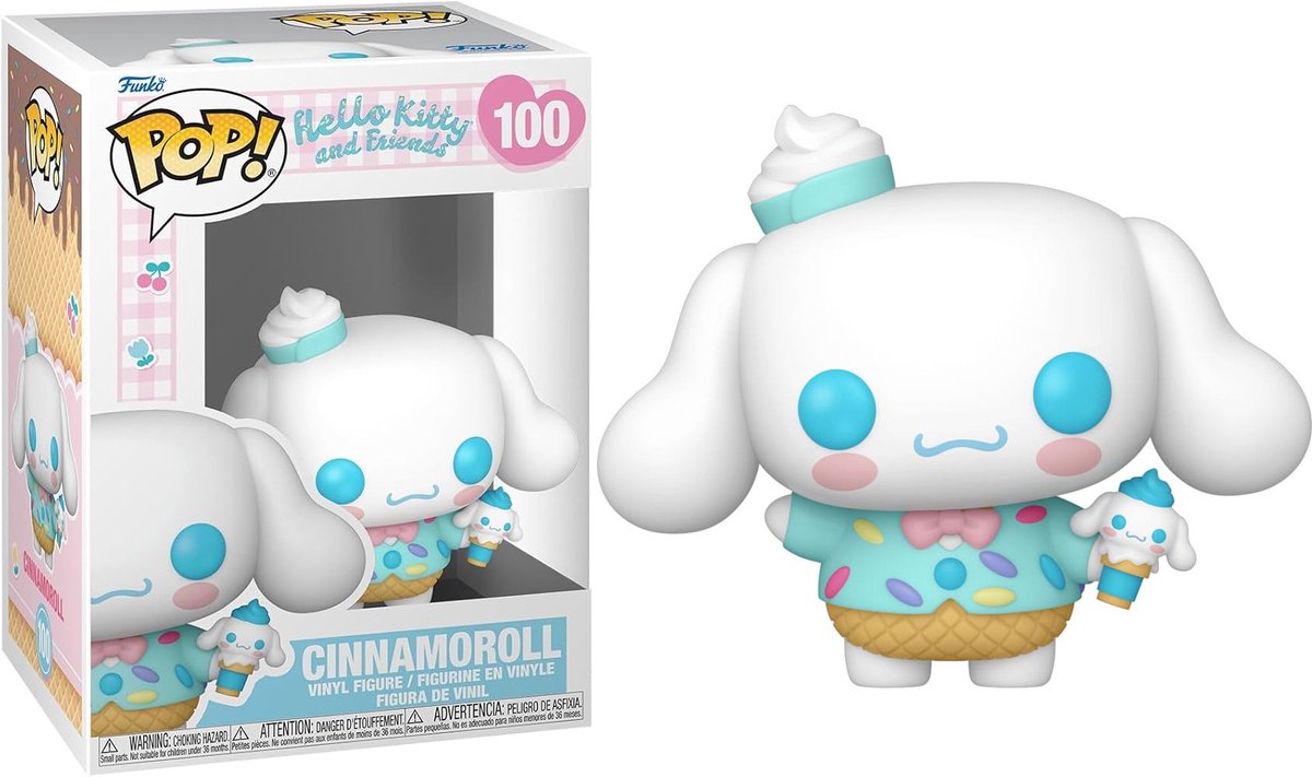 Funko Hello Kitty Hello Kitty et ses amis - figurine en vinyle cinnamaroll (crème glacée) 100 pop ! multicolore unisexe