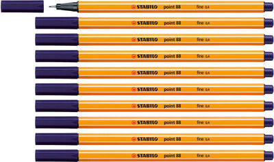 Stabilo point 88 - feutre fin premium - fin 0,4 mm - bleu nuit - boîte de 10 pièces