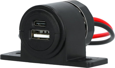 Prise en saillie Carpoint USB-A + USB-C - 12 24v - 5 volts 2,4 ampères - charge simultanée jusqu'à deux appareils - montage à vis