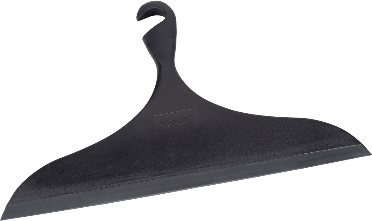 Wenko Essuie-glace de douche Loano xxl en plastique noir 34 cm de large - essuie-glace - extracteur de douche extra large avec crochet de suspension