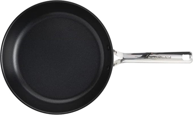 Poêle inox Kitchenaid 28 cm - revêtement antiadhésif sans PFA - poêle induction - poêle céramique - passe au four jusqu'à 160°c - argent