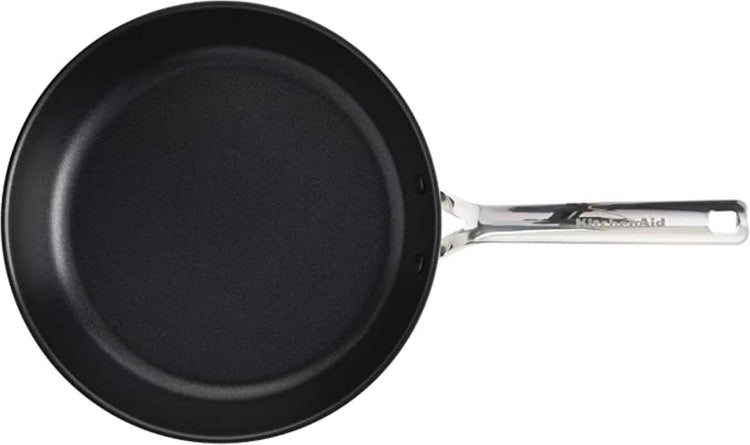 Poêle inox Kitchenaid 28 cm - revêtement antiadhésif sans PFA - poêle induction - poêle céramique - passe au four jusqu'à 160°c - argent