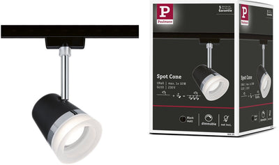Paulmann urail rail spot cône lâche spot gu10 max. 10w dimmable 230v noir mat, chrome