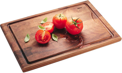 Planche à découper Gefu enno avec rainure à jus – 37 x 25 cm – Bois de noyer européen – double face – antibactérien