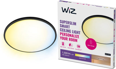 Plafonnier Wiz super slim - diamètre : 30 cm - lumière blanc chaud à froid - éclairage LED intelligent - LED intégrée - 16w - noir - wi-fi