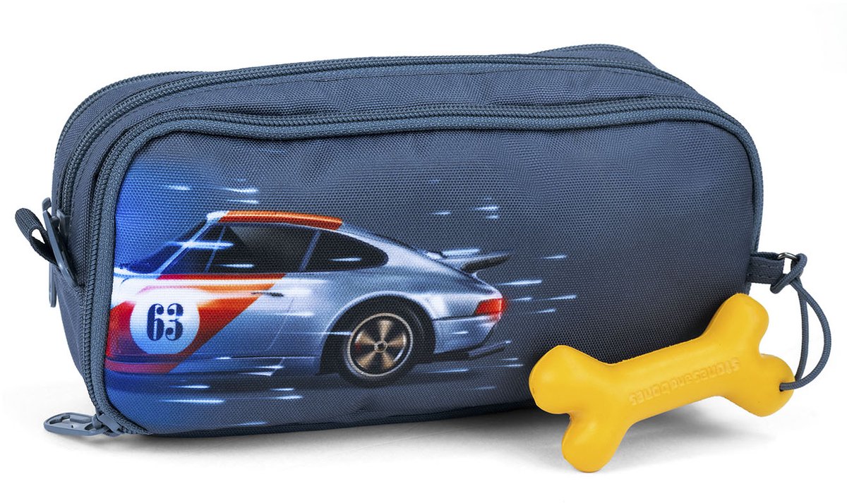 Stones and bones rowan 2.0 - trousse - trousse pour enfant - 3 compartiments - timeshift - gris bleu
