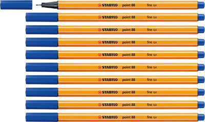 Stabilo point 88 - feutre fin premium - fin 0,4 mm - bleu - boîte de 10 pièces