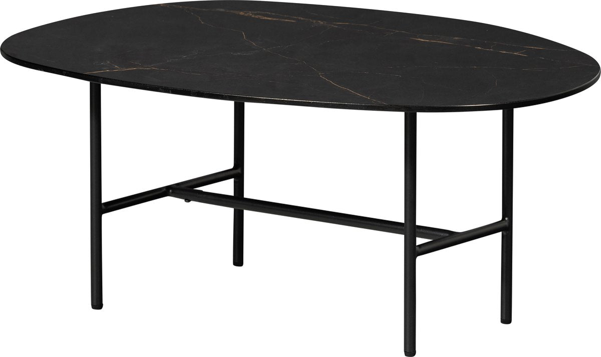 Table basse Woood vajen - aspect marbre - noir - 34x80x60