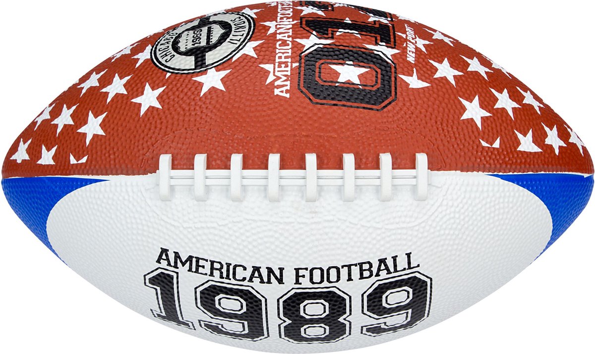 Ballon de football américain New Port - grand - marron cobalt blanc