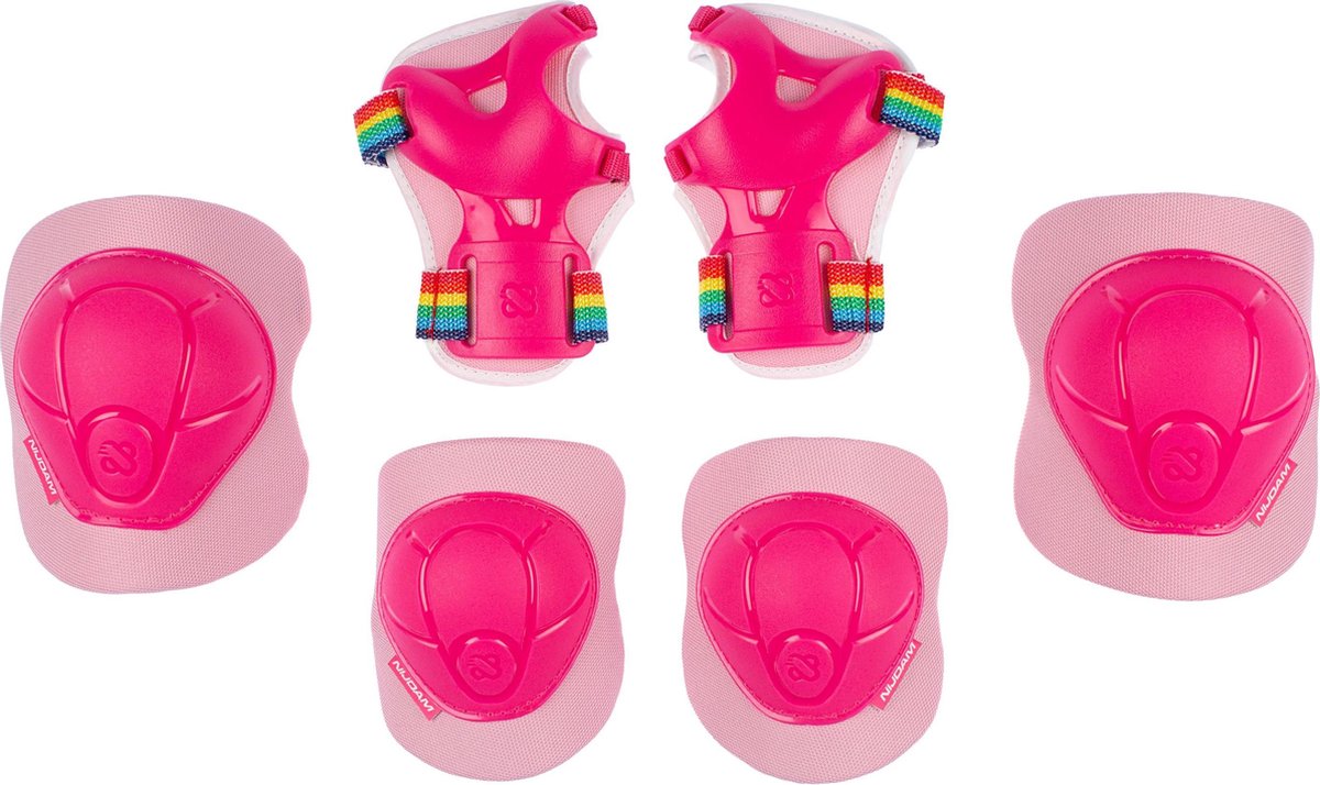 Nijdam set de protection skate - arcs-en-ciel roses - rose blanc - m