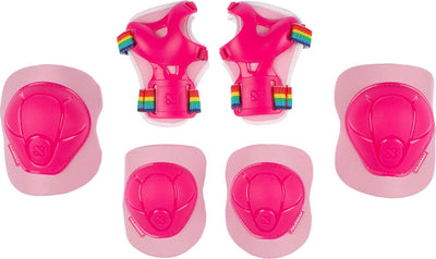 Nijdam set de protection skate - arcs-en-ciel roses - rose blanc - m