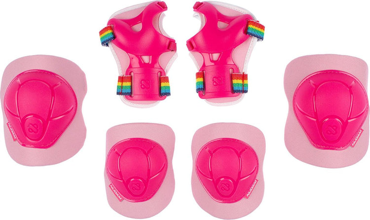 Nijdam set de protection skate - arcs-en-ciel roses - rose blanc - m