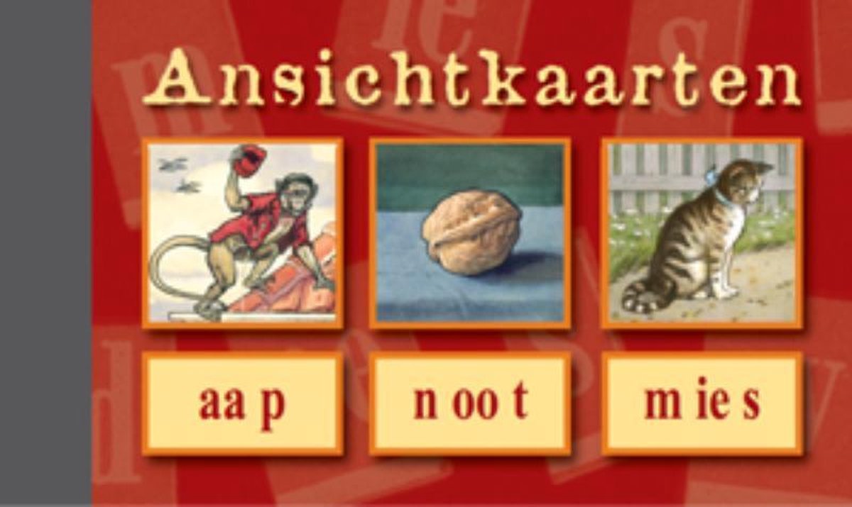 Cartes postales, singe - noix - mies