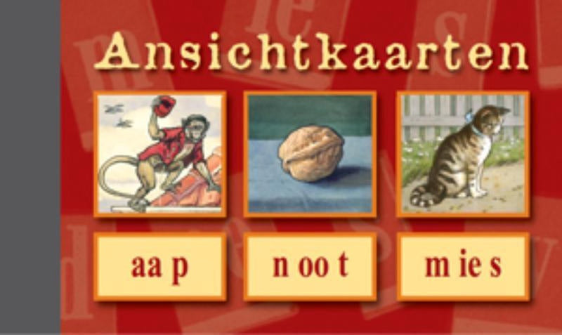 Cartes postales, singe - noix - mies