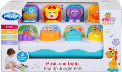 Jouets pop-up musicaux Playgro - jouets interactifs pour bébé - musique et lumière - sons de la jungle - 2 options de jeu - jouets pour bébé - jouets 1 an - jouets pour bébé