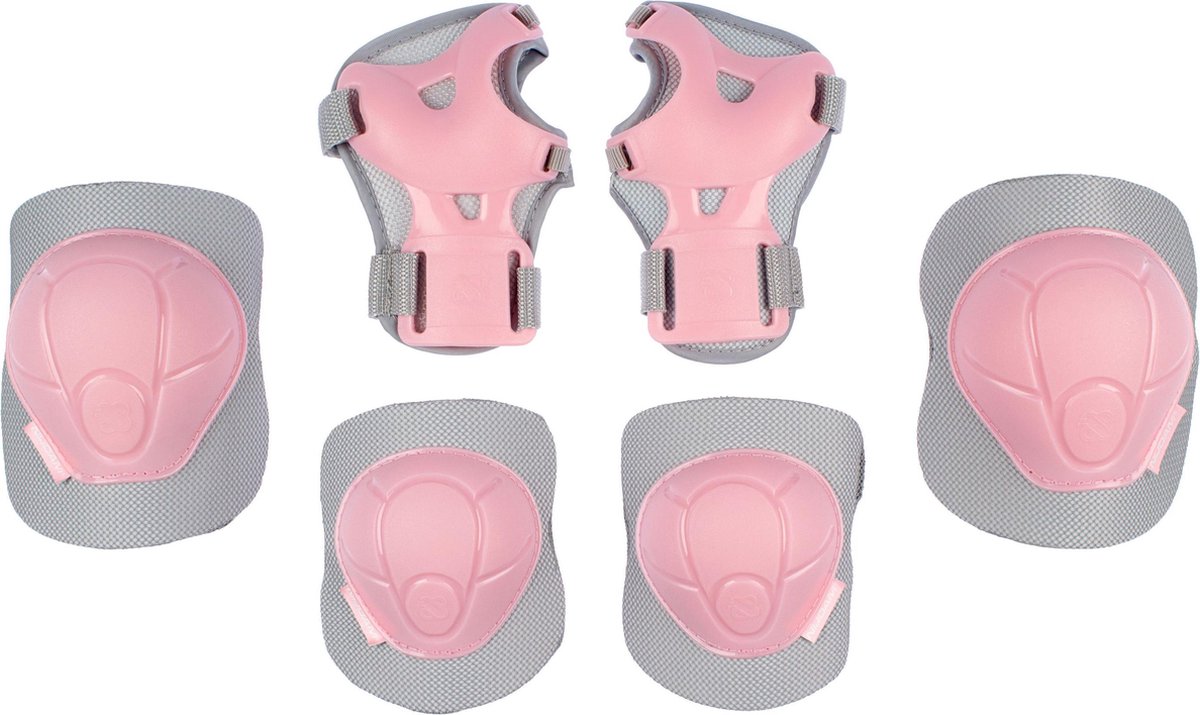 Nijdam set de protection skate enfants - rose béton - rose gris - s