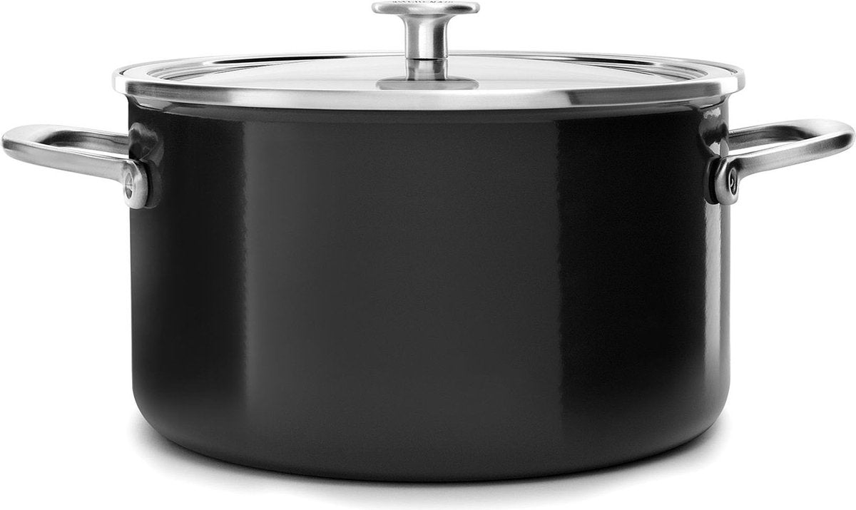 Casserole émaillée à âme en acier Kitchenaid - 24 cm - 6l - noire