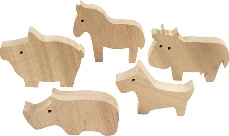 Creativ company animaux en bois, ferme, h : 4,5-8,7 cm, épaisseur 2 cm, 10 pièces 1 boîte