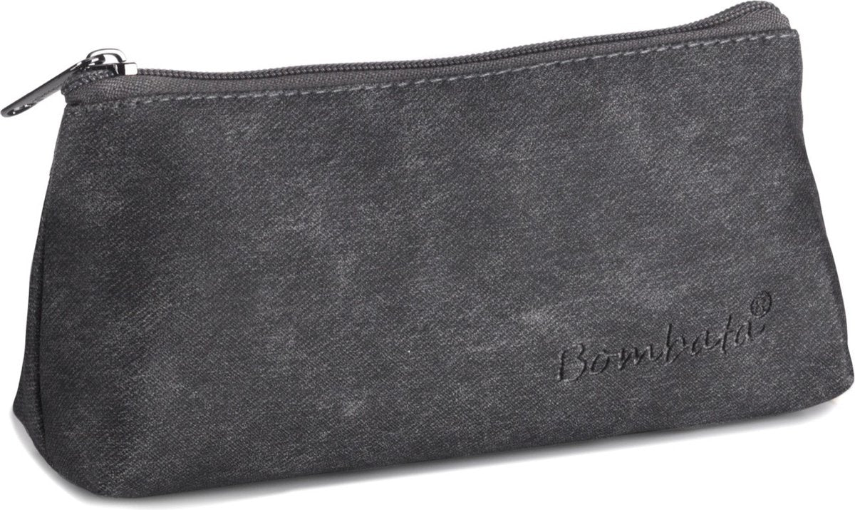 Bombata trousse denim triangle 20 x 10 cm cuir artificiel noir
