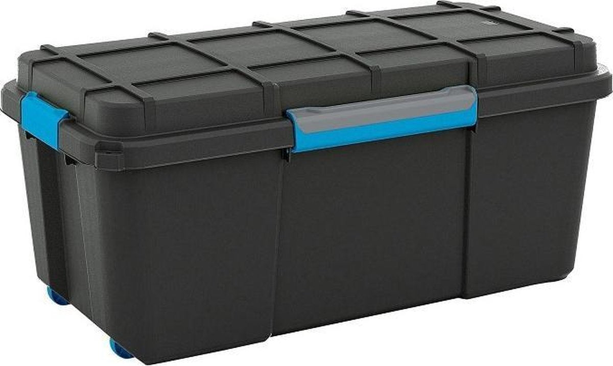Boite de rangement plongée Kis l - 80l - 78x39,5x35cm - clips bleu noir