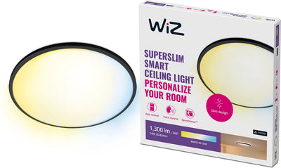 Plafonnier Wiz super slim - diamètre : 25 cm - lumière blanc chaud à froid - éclairage LED intelligent - LED intégrée - 14w - noir - wi-fi