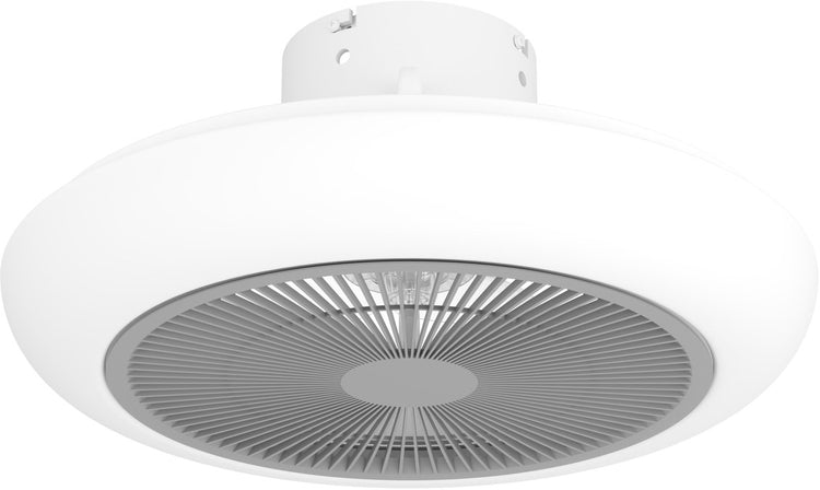 Plafonnier Eglo sayulita avec ventilateur - 45,5cm - durée de vie ac longue - blanc|gris - dimmable - 3 positions