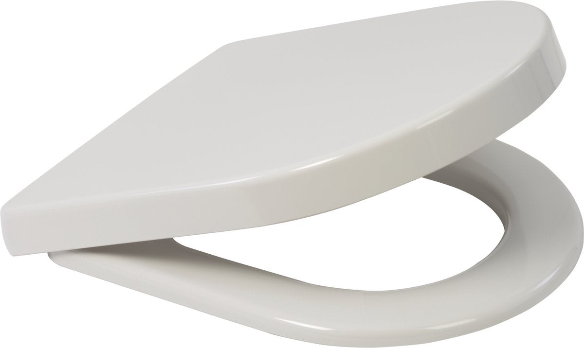 Abattant WC Plieger manta - abattant WC en forme de D - thermoplastique - blanc - avec couvercle - fermeture amortie - montage en acier inoxydable