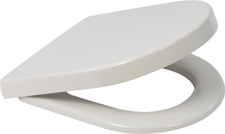 Abattant WC Plieger manta - abattant WC en forme de D - thermoplastique - blanc - avec couvercle - fermeture amortie - montage en acier inoxydable