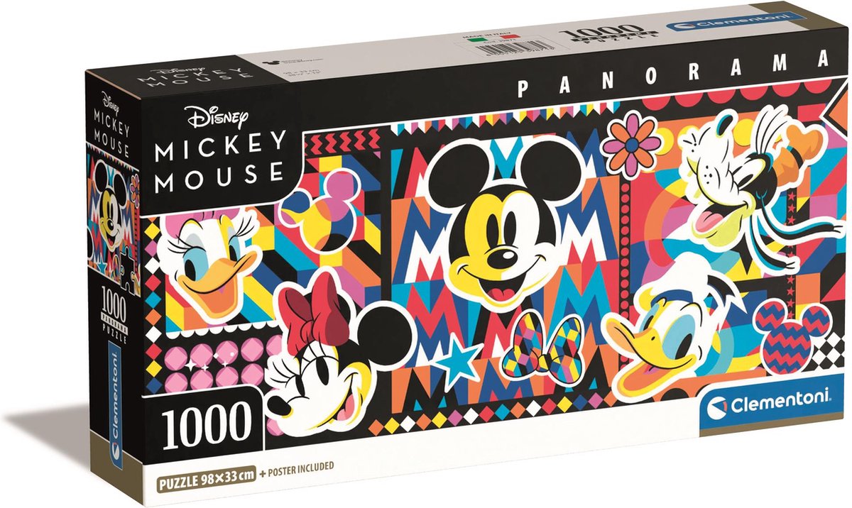Clementoni - puzzle - 1000 pièces - panorama disney - 98 x 33 cm - haute qualité