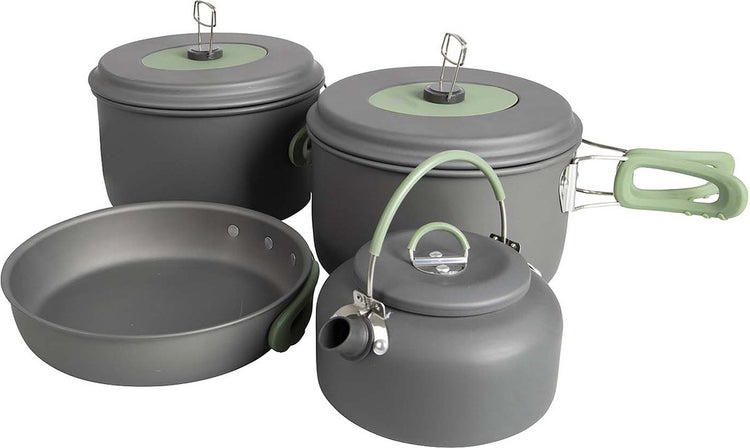 Bo-camp - set de poêles - explorer - 4 pièces - avec bouilloire à thé - anodisé dur - aluminium
