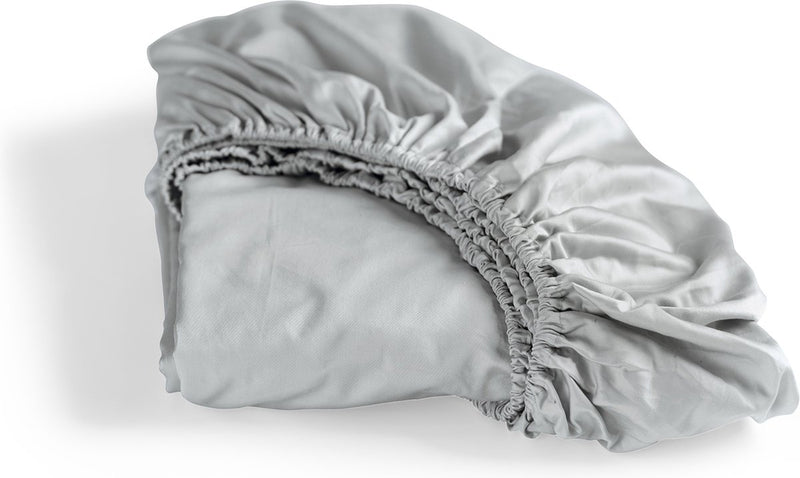 Cendrillon - dimanche - drap-housse - satin 100% coton - 90x200 cm - hauteur de matelas jusqu'à 25 cm - gris clair