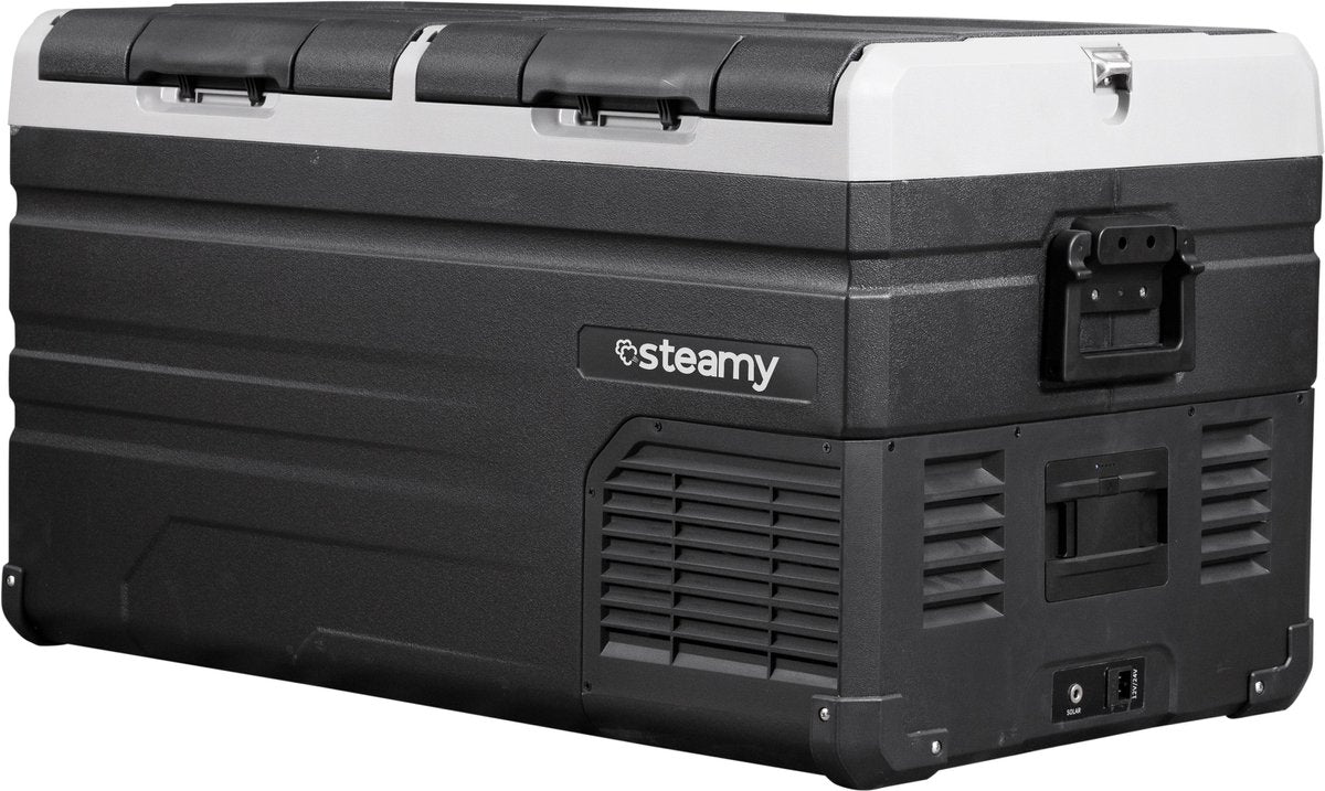 Glacière électrique à compresseur double zone Steamy-e - double zone - 72 litres - 12v et 230v - pour voiture et camping - noire
