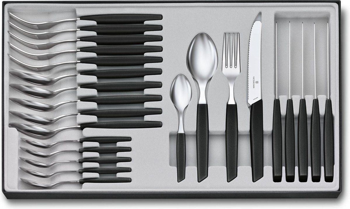 Victorinox service de couverts suisse moderne - 24 pièces - noir - acier inoxydable pp - boîte