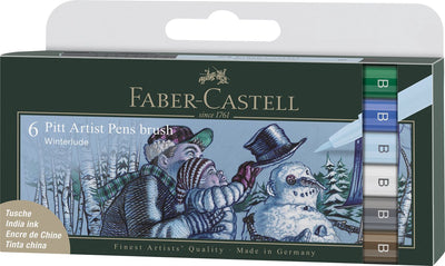Faber-castell brushpen - stylo à dessin - stylo d'artiste Pitt - 6 pièces - hiver - fc-167176