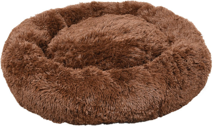Lit pour chien Flamingo - lit pour chien beignet - lit pour chat - panier rond en peluche avec antidérapant - panier marron krems - ø70 cm