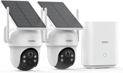 Kit classique Aosu solarcam d1 - 2 caméras de sécurité avec résolution 2k - Suivi AI avec vue à 360°