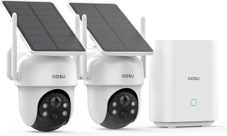 Kit classique Aosu solarcam d1 - 2 caméras de sécurité avec résolution 2k - Suivi AI avec vue à 360°