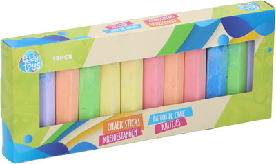 Eddy Toys Crayons 12 pièces - Craie de trottoir pour dessiner à l'extérieur - Craie pour trottoir et aire de jeux - Jeu de craies pour enfants - à partir de 2 ans