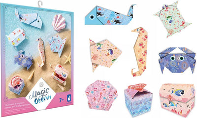Janod - océan magique - origami - réalise 2 boîtes et 18 figurines en origami