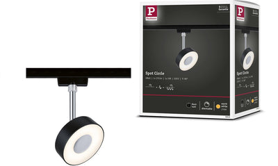 Paulmann urail rail spot cercle 200lm 5w 2700k dimmable 230v noir mat
