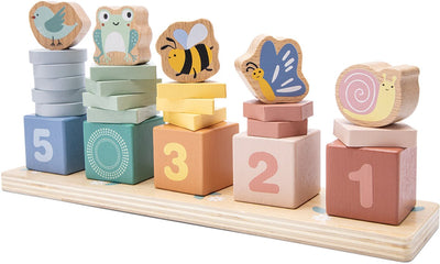 Woet ® blocs à compter en bois - apprendre à compter de 1 à 5 - jeu d'empilage et de tri fsc - formes, animaux à colorier - puzzle montessori - jouets éducatifs - à partir de 18 mois