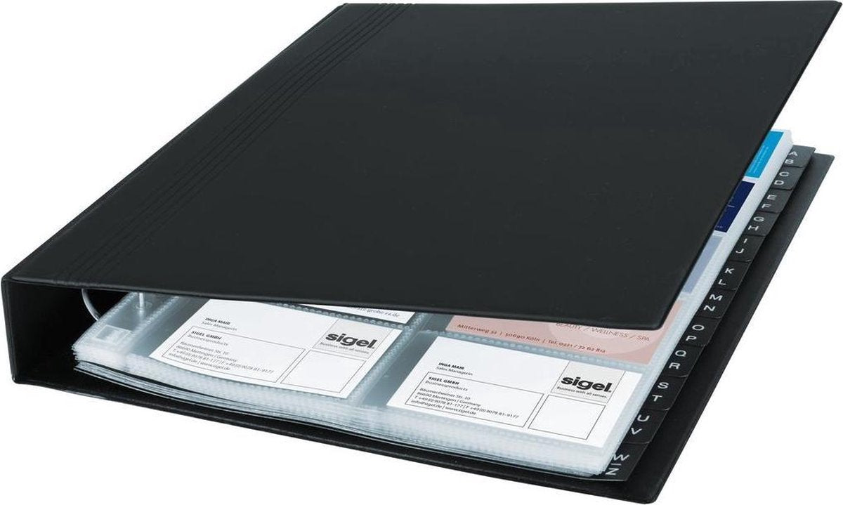 Dossier pour cartes de visite Sigel - a4 - noir - pour 400 cartes de visite - si-vz301