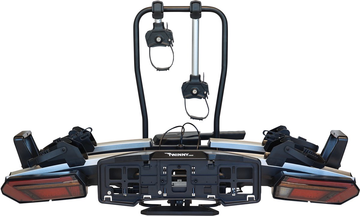 Porte-vélos Twinny Load e-carrier - 2 vélos (électriques) - max 60kg - prise 13 broches - pliable - verrouillable - inclinable - éclairage LED