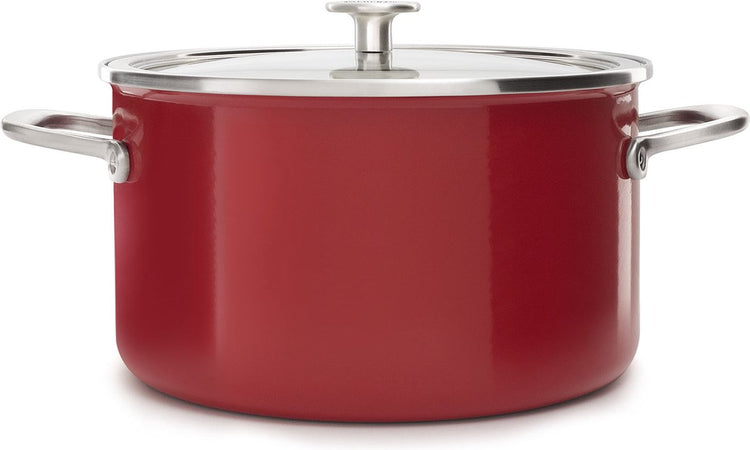 Kitchenaid casserole acier émaillée 24cm 6l - rouge impérial - induction - sans pfas