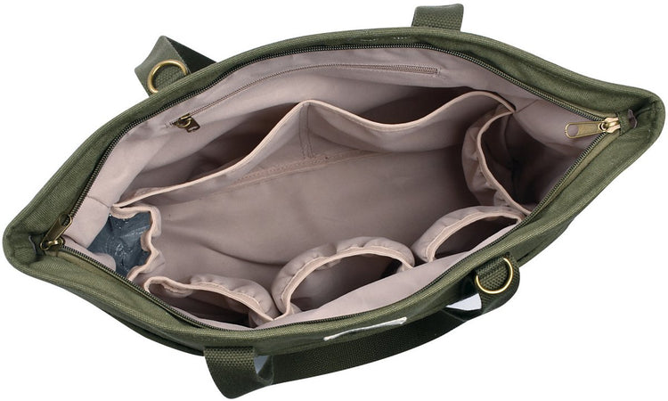 Béaba sac à langer madrid - sac d'allaitement 11 compartiments - dont matelas à langer compartiment isotherme - beige - cabas 22l - jonc de mer lichen (kaki)