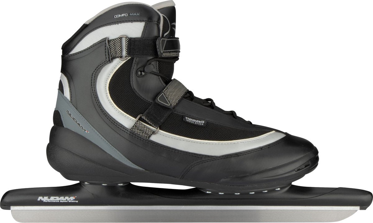 Nijdam speed skate xxl pro-line - soft boot - noir gris argenté - taille 50