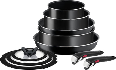 Tefal ingenio easy cooking clean - set de casseroles - 10 pièces - ne convient pas à l'induction - empilable - poignée amovible