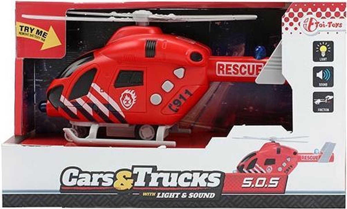 Hélicoptère de brigade de pompiers TOI-TOYS avec lumière et son